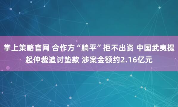 掌上策略官网 合作方“躺平”拒不出资 中国武夷提起仲裁追讨垫款 涉案金额约2.16亿元
